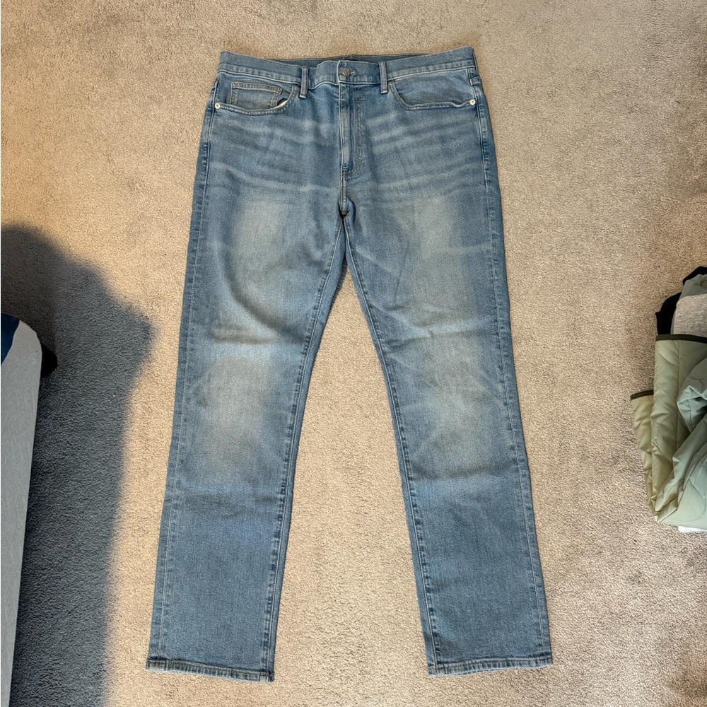 J crew mens straight flex jeans 36x32 light blue